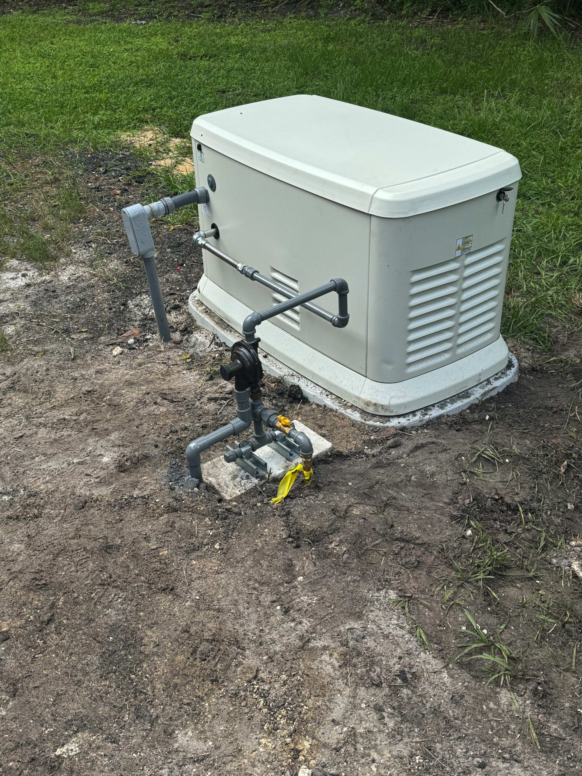 Residential standby generator and gas connection